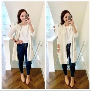 LOFT Speckled Pocket Open Sweater Vest